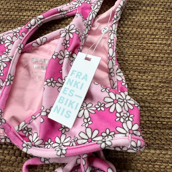Frankie's Bikinis Pink and White Floral Asymmetrical Swimwear - Picture 3 of 6